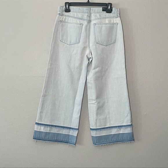 NWT J Brand Liza Mid-rise Crop Coulotte Light Wash Denim Jeans Frayed Hems Sz 28 - Picture 6 of 13